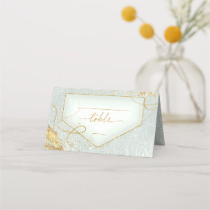 Fine Lines Gold Abstract Wedding Table Sg ID867 Place Card