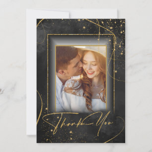 Fine Lines Gold Abstract Wedding Thanks Bk ID867 Thank You Card