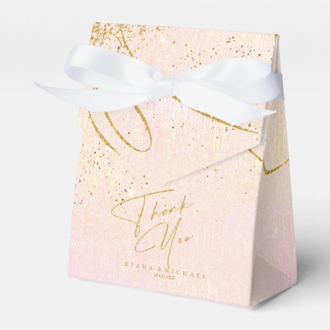 Fine Lines Gold Abstract Wedding V1 Blush ID867 Favour Box (Front Side)