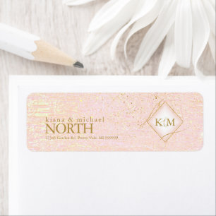 Fine Lines Gold Abstract Wedding V1 Blush ID867 Return Address Label