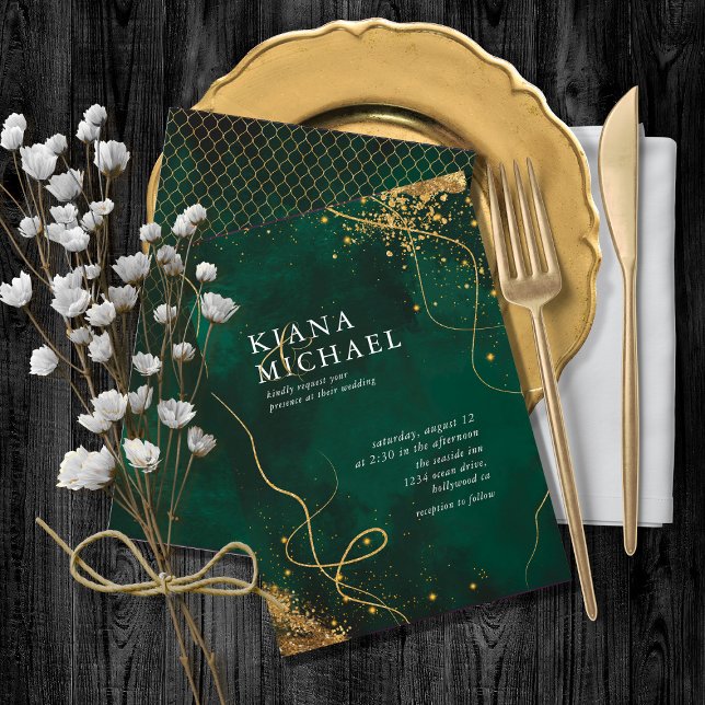 Fine Lines Gold Abstract Wedding V1 Emerald ID867 (Creator Uploaded)