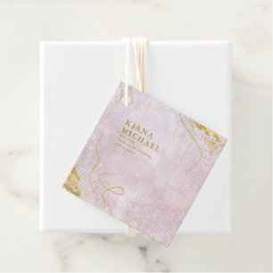 Fine Lines Gold Abstract Wedding V1 Mauve ID867 Favour Tags
