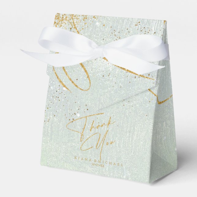 Fine Lines Gold Abstract Wedding V1 Sage ID867 Favour Box (Front Side)