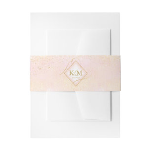 Fine Lines Gold Abstract Wedding V2 Blush ID867 Invitation Belly Band