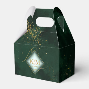 Fine Lines Gold Abstract Wedding V3 Green ID867 Favour Box