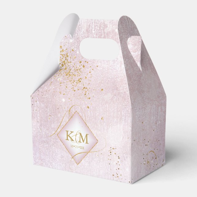 Fine Lines Gold Abstract Wedding V3 Mauve ID867 Favour Box (Front Side)