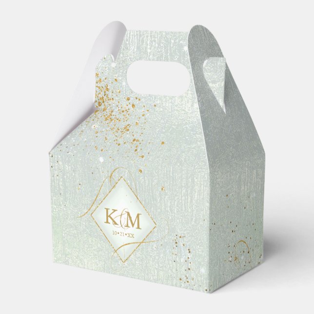 Fine Lines Gold Abstract Wedding V3 Sage ID867 Favour Box (Front Side)