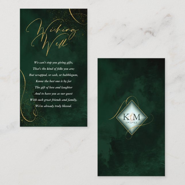Fine Lines Gold Abstract Wishing Well Green ID867 Enclosure Card (Front/Back)