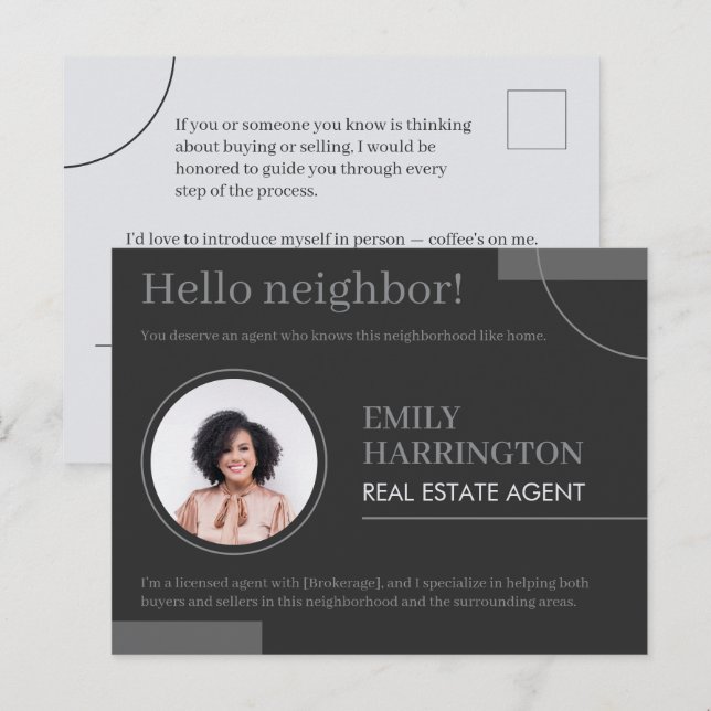 Fine Lines Introduction Real Estate Agent Neutral Postcard (Front/Back)