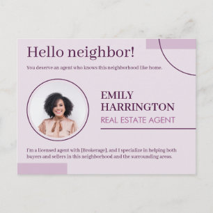 Fine Lines Introduction Real Estate Agent Pink Postcard