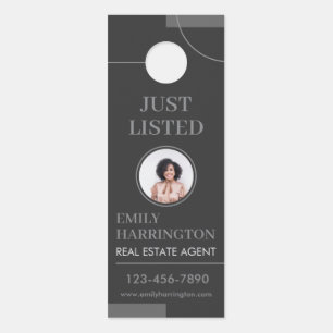 Fine Lines Just Listed Real Estate Agent Neutral Door Hanger