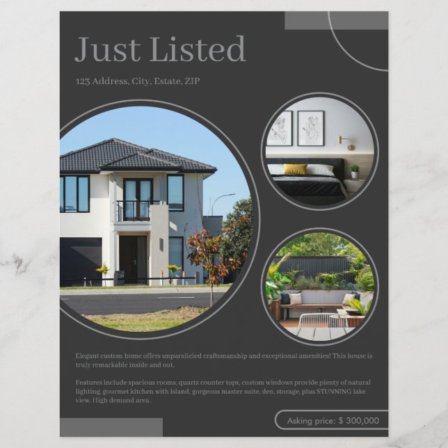 Fine Lines Listing Real Estate Agent Neutral Flyer (Front)