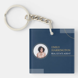 Fine Lines Real Estate Agent Navy Key Ring