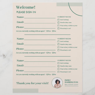 Fine Lines Sign In Sheet Real Estate Agent Sand