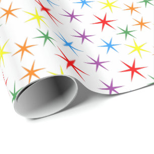 Fine little rainbow stars wrapping paper