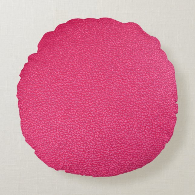 Fine Luxury Pink Cloth Texture. Round Cushion (Front)