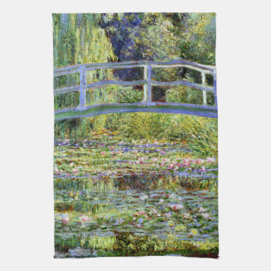 Fine Monet Japanese Bridge & Water-Lily Pond Tea Towel