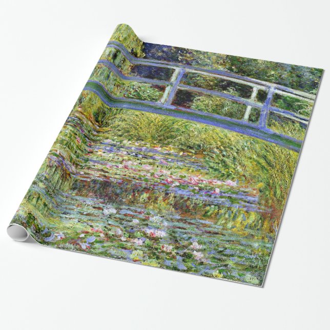 Fine Monet Japanese Bridge & Water-Lily Pond Wrapping Paper (Unrolled)