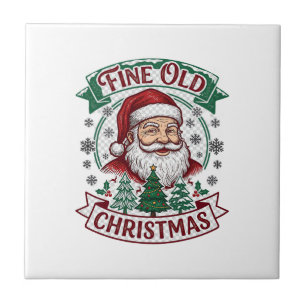 Fine Old Christmas Santa Claus Trees Snowflakes Ceramic Tile