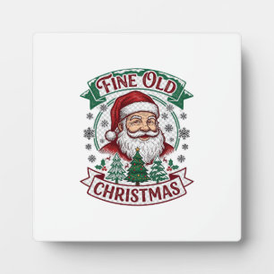 Fine Old Christmas Santa Claus Trees Snowflakes Plaque