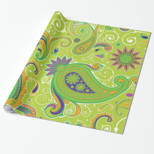 Fine Paisley Cool Cute Girly Retro Fashion Wrapping Paper (Unrolled)