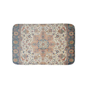 Fine Persia Tabriz Blue Rust Orange  Bath Mat