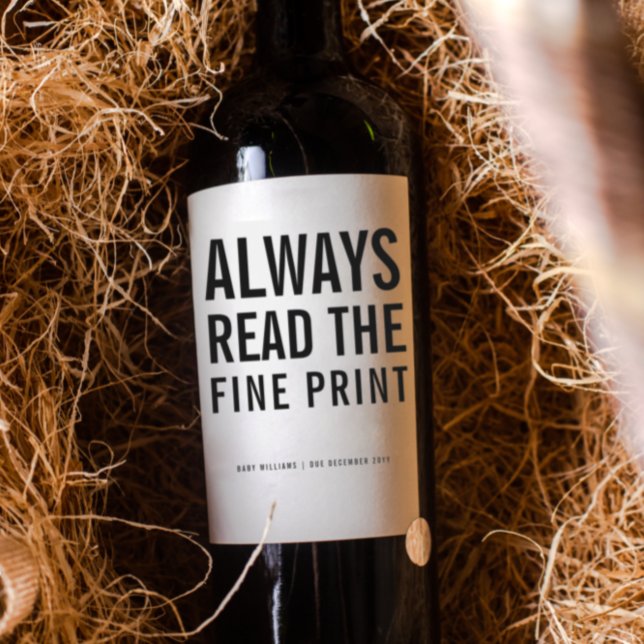 Fine Print | Personalized Pregnancy Announcement Wine Label (Creator Uploaded)