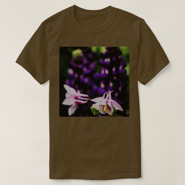 Fine Random Mosaic Lupin and Aquilegia AC163 T-Shirt (Design Front)
