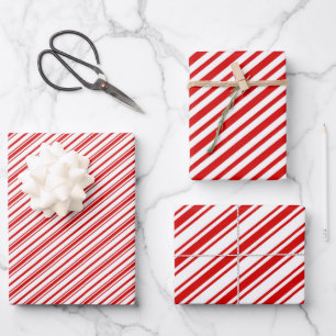Fine red white Candy Cane Stripes Retro Wrapping Paper Sheet