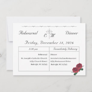 Fine Roses Rehearsal Dinner Invitation