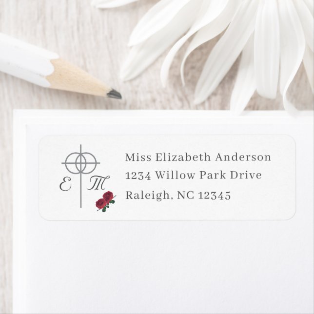 Fine Roses Wedding return address Label (Insitu)