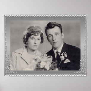 Fine silver border frame custom photo poster