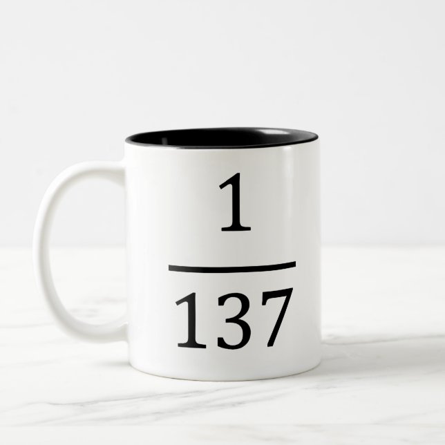 fine structure constant, made only for physicsts Two-Tone coffee mug (Left)