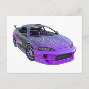 Fine Tuned Purple Racing Car Postcard