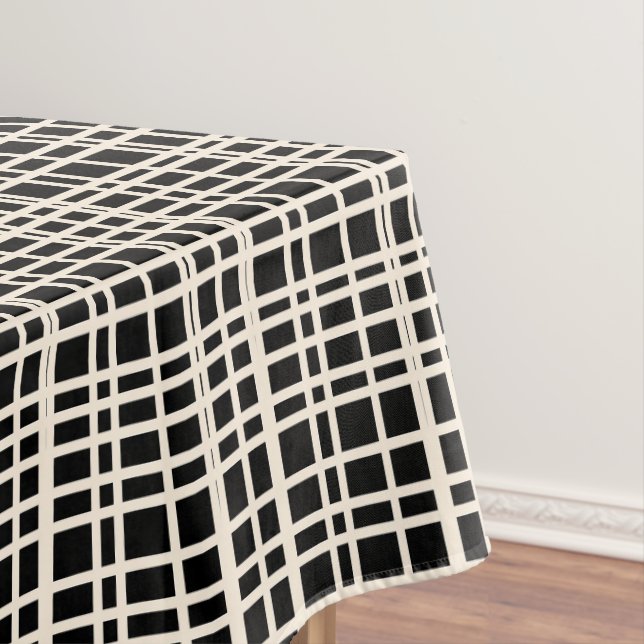 Fine Weave Mid-Century Modern Woven Pattern Tablecloth (In Situ)