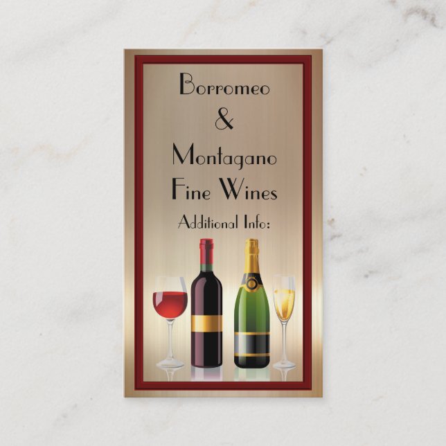 Fine Wine Gold Business Card 2 (Front)