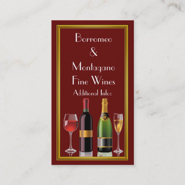 Fine Wine Red Business Card 2 (Front)