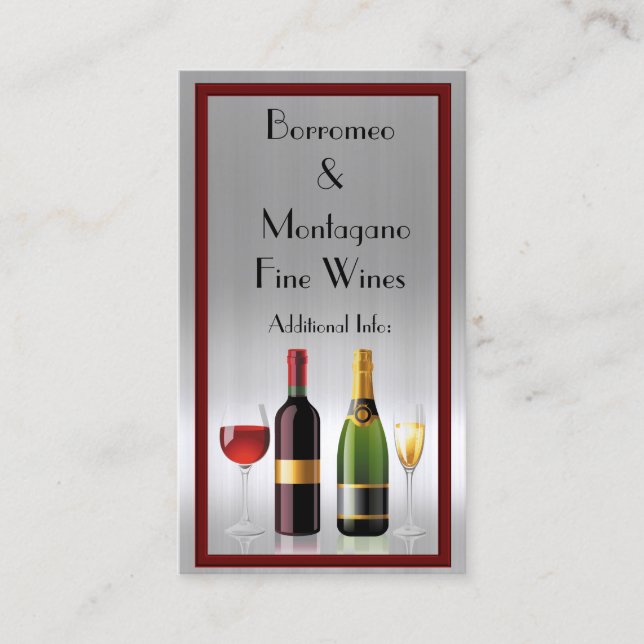 Fine Wine Silver Business Card 2 (Front)