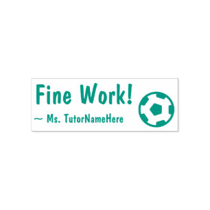 "Fine Work!" + Soccer Ball Icon Self-inking Stamp