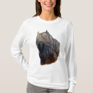 Fineart Mustang Horse Ladies Hoodie T-Shirt
