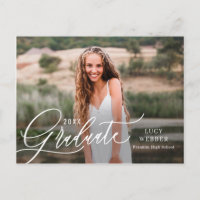 Finely Penned Graduation Announcement Postcard