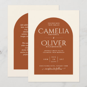 Finest Arch Terracotta MONOCHROME Wedding  Invitation