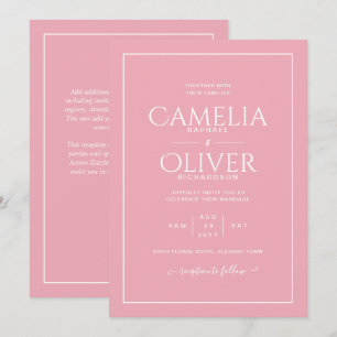 Finest Blush Pink MONOCHROME Wedding Invitation