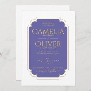 Finest Peri Purple Gold MONOCHROME Wedding Invitation