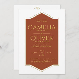 Finest Terracotta Gold MONOCHROME Wedding Invitation