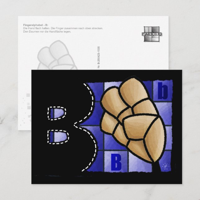 Finger Alphabet B Postcard (Front/Back)