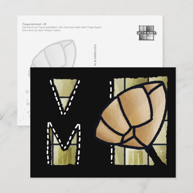 Finger Alphabet M Postcard (Front/Back)