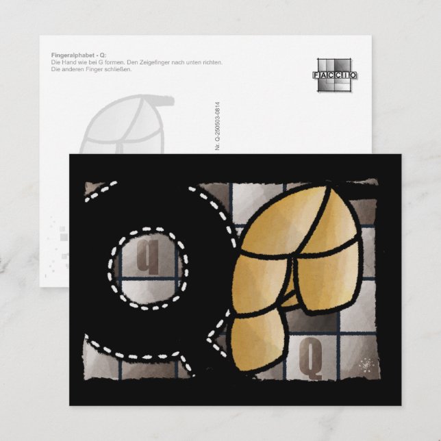Finger Alphabet Q Postcard (Front/Back)