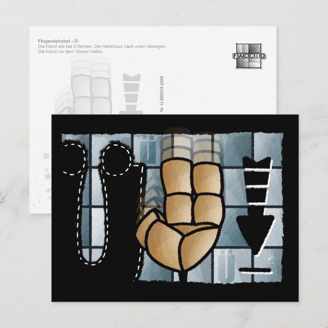 Finger Alphabet Ü Postcard (Front/Back)