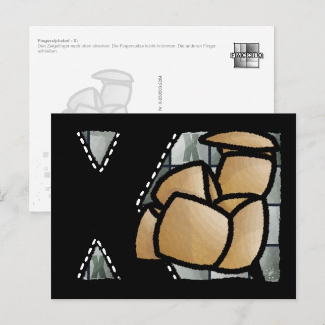 Finger Alphabet X Postcard (Front/Back)